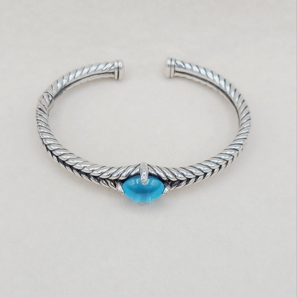 David Yurman Chatelaine Blue Topaz Diamond Bracelet - Picture 7 of 12